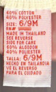 Front of a care content label