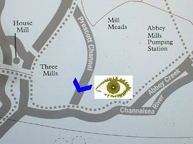 map of the Bow Back Rivers around Three Mills