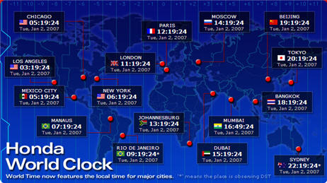 Map Of The World Clock DHL World Clock - A Java based world time clock developed by a logistics company - DHL. Move your mouse pointer over the world map and pop-up boxes will ...