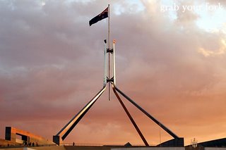 Australian flag sunset