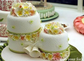 wedding cake with frangipani