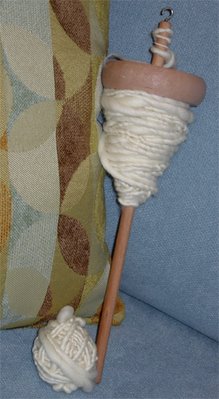 handspun yarn on spindle