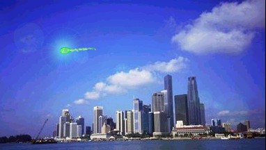 Green Fireball Over Singapore