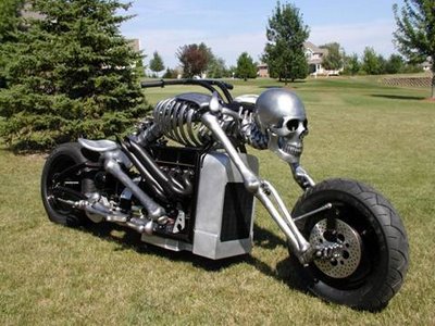 built a homemade motorcycle with skeleton