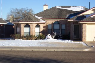 Let it snow!  My neighbors across the street built a snowman.