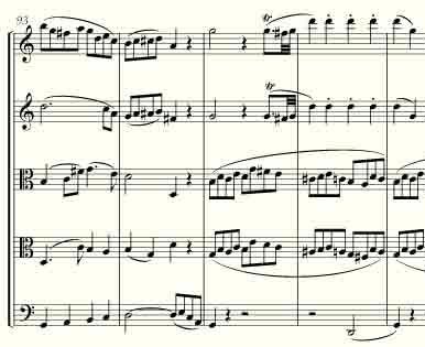 Excerpt from Mozart string quintet in C major, K. 515, first movement