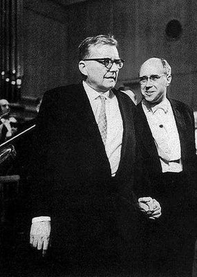 Dmitri Shostakovich and Mstislav Rostropovich, Moscow 1966, premiere of second cello concerto