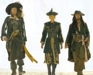 Captain Barbossa, Captain Jack Sparrow, Elizabeth Swann