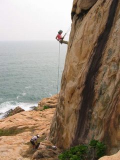 Abseiling: side view