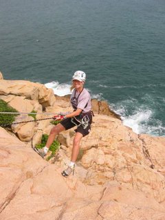 Wendy abseiling