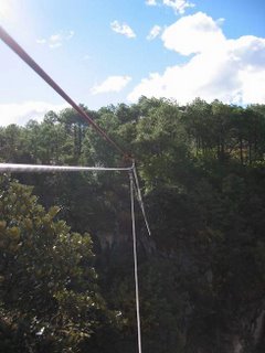 View from the zipline after crossing the gorge