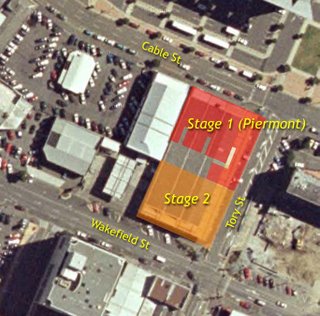 Piermont apartments and second stage - plans on aerial photo