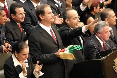 Mark in Mexico, http://markinmexico.blogspot.com/ Pale Horse Galleries for gifts, Mexican arts and crafts, alebrijes and collectibles, http://palehorsemex.vstore.ca/ Felipe Calderón, with outgoing President Vicente Fox standing at his side, taked the oath of office.