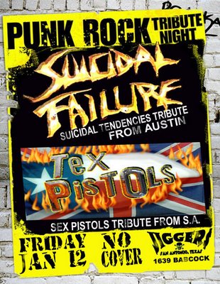 Punk Rock Tribute Bands Suicidal Failure and Tex Pistols at Jiggers San Antonio