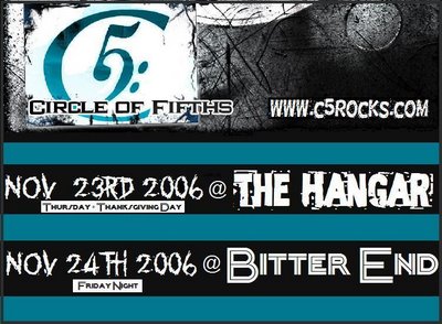 Circle of Fifths at The Hangar and The Bitter End Thanksgiving Week