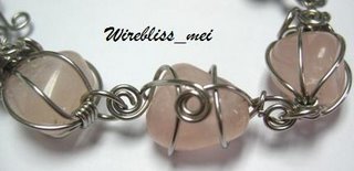 chunky wire wrapped rose quartz bracelet
