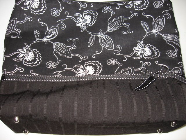 Black with White Embroidered Tote