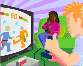 Cartoon Image of Children Playing Video Games