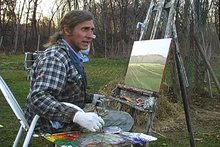 Dave Brown Painting in the Hay House Fields