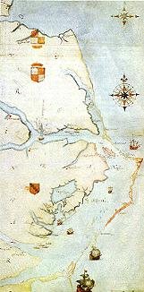 <b>1584 Map of Chesapeake Bay by John White </b>