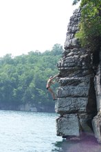 Katy bouldering at Summersville Lake