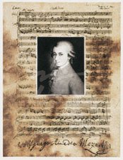 A última página de uma partitura manuscrita autêntica dele .