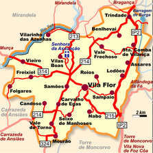 Mapa do concelho de Vila Flor