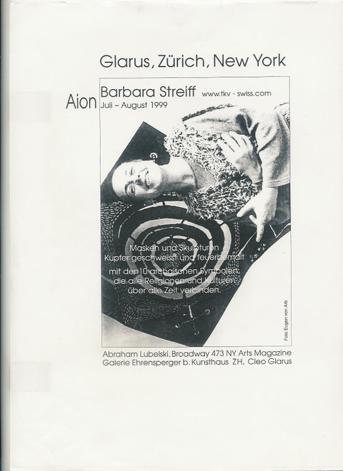 1999 AION art exhibition CH - NYC by Barbara Streiff with burned signs of alchemy on metall