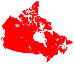 Red and white Canadian map...