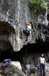 Ana escalando "Paz" @ #10 - Mirador Sur
