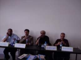 الأدباء المشاركون من اليمين: محمد صوف، سعيد بوكرامي،المهدي لعرج، مصطفى لغتيري