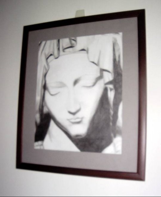 Rosto da Virgem: a partir de Pietá de Miguel Ângelo- Grafite Sobre Cartolina