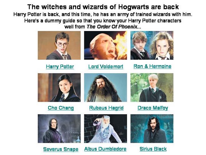 The wizards and witches of Hogwarts