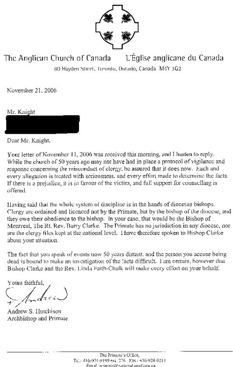 The Primate"s Reply to Bill Knight"s Letter of November 11, 2006