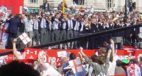 England's Hopes celebrate in Trafalgar Square