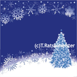 Snowflakes and christmas tree abstract background, blue and white, square