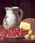 Bodegón con cerezas y queso. Autor: L.Meléndez