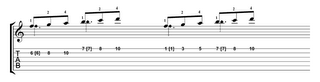 scale fragment played in single and two positions