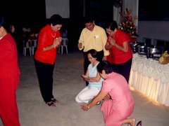 Administrators in action during Christmas Fellowship, December 8, 2006
